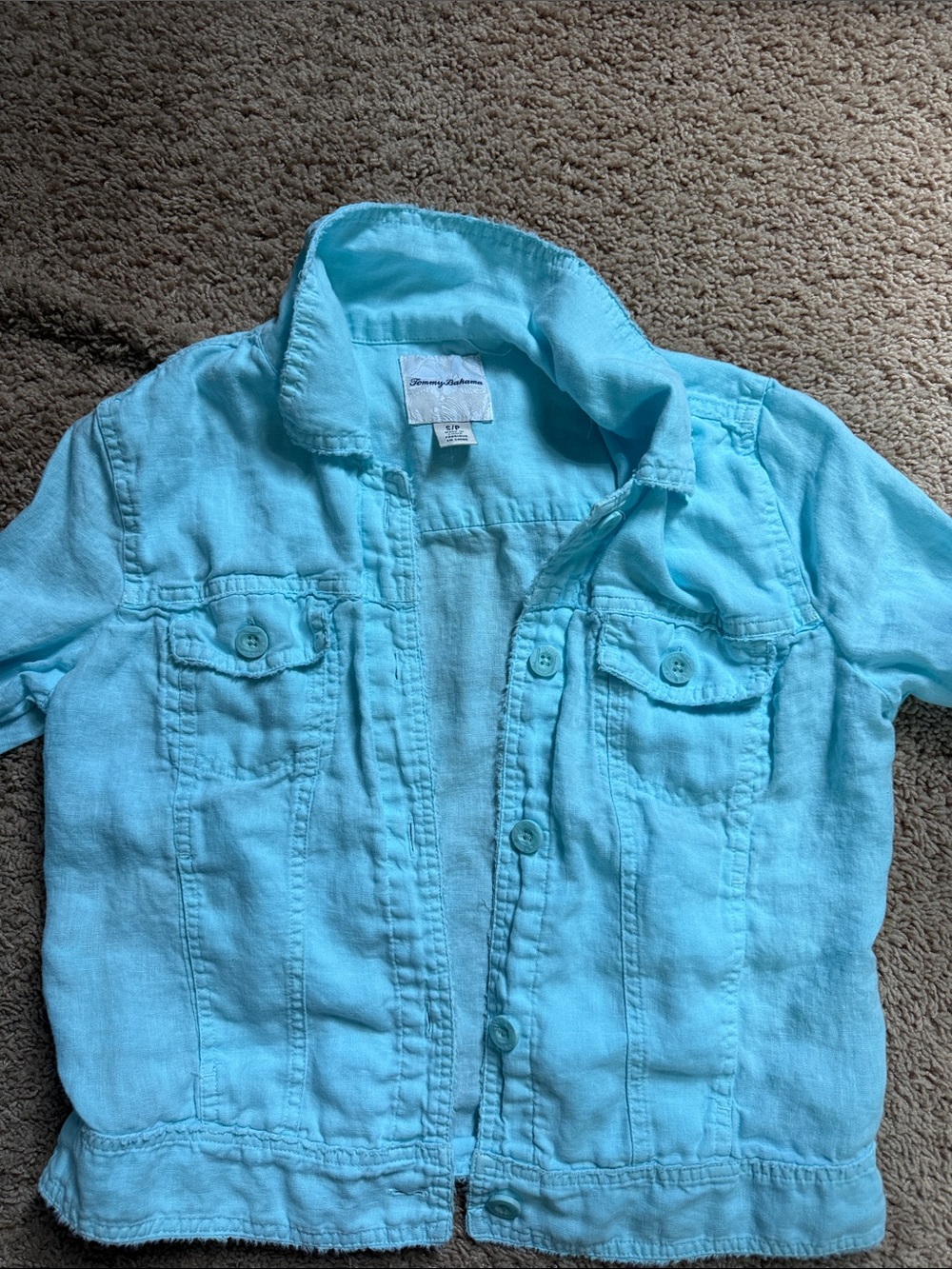 Tommy Bahama woman’s Aqua Blue Button-Front Shirt Jacket